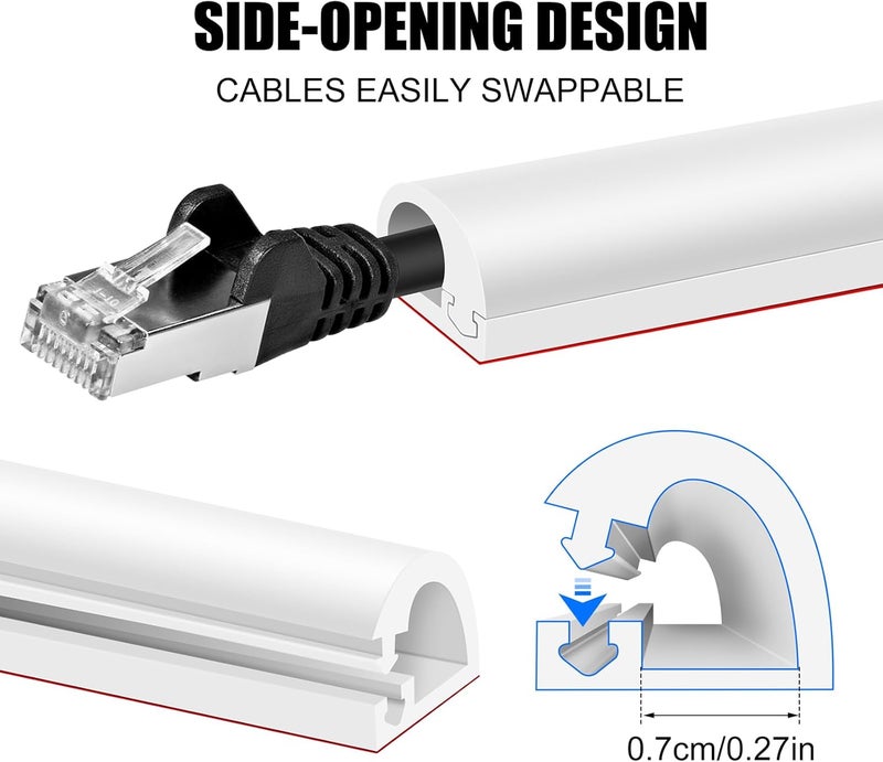 YESSZ Self-Adhesive Cable Hider, Flexible Wire Cover Cable Raceway for Wires, Wall Mount TV, Home Audio, Network, Power, and Phone Line Managemen (Gray, 118inch) - Image 3